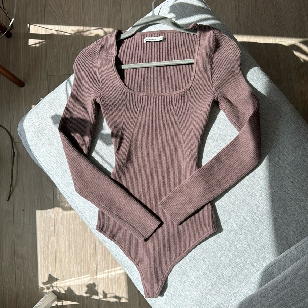 Abercrombie Ribbed Sweater Bodysuit, size M, purple